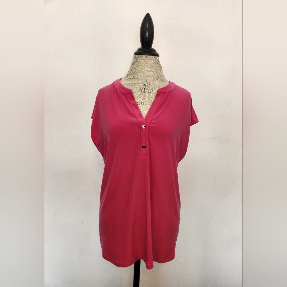 Women's Anne Klein Pink Short Sleeve Shirt Size XL